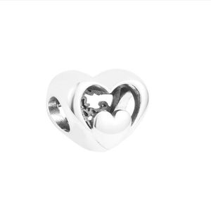 Passend für Pandora-Armband, 925er-Sterlingsilber, durchbrochene Herz-Schriftzug-Charm-Perlen für Frauen, DIY-Schmuckherstellung, Geschenk zum Valentinstag 2023, Neu