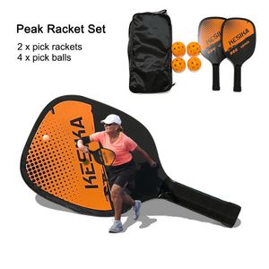 Squash Racquets 2pcs Pickle Paddles Rackets Set 4 Balls Kits Portable Anti Slip Sports Racquet 230621