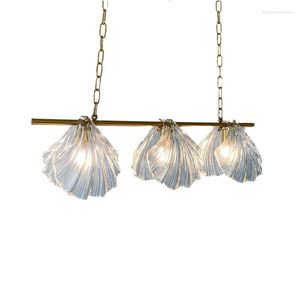 Pendant Lamps Nordic Creative Fresh Glass Three-headed Meal Hanging Modern Simple Shell B&B Restaurant Chandelier