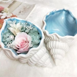 Decorative Objects Figurines Conch Flowerpot Silicone Molds DIY Sea Shell Secented Candle Jar Mold Storage Box Concrete Gypsum Resin Mould Home Decor Craft 230625