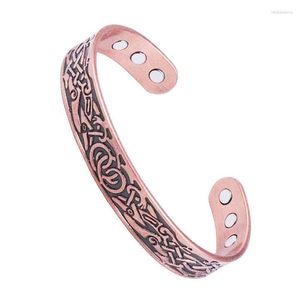 Braccialetto vichingo Bracciale retrò color rame magnetico polsino aperto moda donna gioielli da uomo regali Melv22