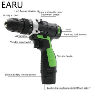 Boormachine 12V Max Electric Screwdriver Cordless Drill Mini Wireless Power Driver DC Lithiumion Battery 3/8inch 2Squeed Tool Diy Wood