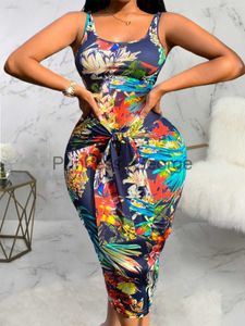 Vestidos Casuais LW Plus Size Verão Vestido Decote Baixo Estampa Floral Vestido Cami Cami Sem Mangas Regata Bodycon Vestido Mini Clube Vestidos x0625