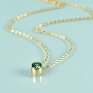 Strängar Strings Gem's Beauty 14K Gold Filled Sterling Silver Handmased Necklace For Women Round Dark Emerald Simulant Diamond Necklace 230621