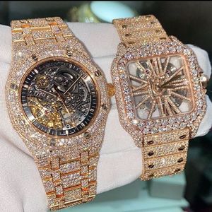 Lüks Saatler Erkek Saat Designer Saatler Yüksek Kaliteli Hareket Saatleri Erkekler Moissanite Saat Izgar Out İzle Diamond Watch Montre Otomatik Mekanik Saat 015