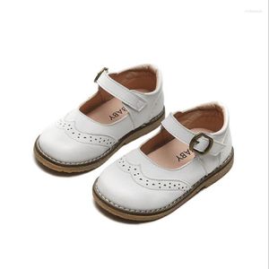 Flache Schuhe SKHEK Frühling Kleinkind Kleinkind Kinder Baby Mädchen Leder Britische Party Student Sandalen Solide Mit Für