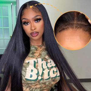 Glueless Wigs Elastic Band Straight 5x5 Real HD Lace Closure Wig 180密度プリックプルックした漂白ノット正面ウィッグ