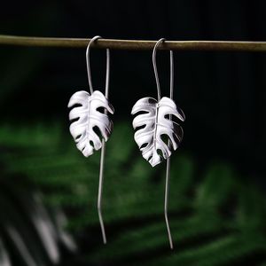 Knot Lotus Fun Moment 925 Silver Gold Long Drop Earring Drop Ship Fashion Smycken lämnar dingelörhängen för kvinnor Dropshipping Store