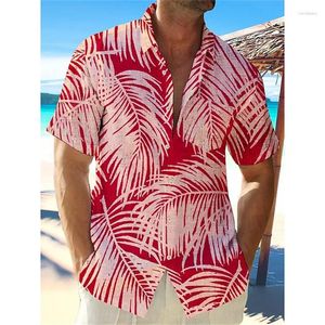 Men's T Shirts Men's Beach Men's Shirt Hawaiian Graphic Leaf Printing Cuban Collar Short Sleeve Tropical Fashion Plus Size Jacket