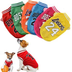 Hundkläder Pet Dog Clothes Summer Sport Basketball Jersey Pet Cat Vest Mesh Breattable Dog Tshirt för liten stor hund husdjursdräkt 230625