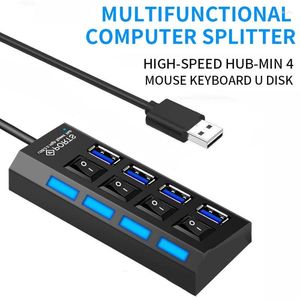 USB Hub 2.0 Splitter 4 Ports Multi Hub2.0 HAB Power Adapter Extensor Computer Accessories Switch för hemmakontoret