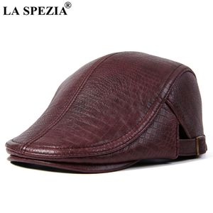 La Spezia Beret Hat Men for Men For Burgundy Wisitator Real Leather Newsboy Vintage Male Winter Duckbill Hats