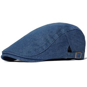 Denim Newsboy Cap Men Women Gatsby Ivy Retro Hat Driver Flat Cap Casual Golf Cabbie Hat Driving Hunting Cap