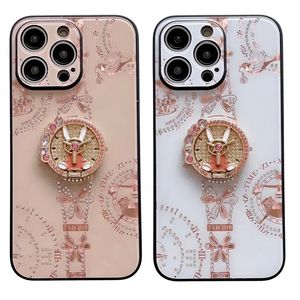 Bling Glitter Flower Clock Ring Bracket Stand Cases Shockproof Camera Lens Protection For iPhone 14 13 12 11 Pro Max XR XS X 7 8 Plus Samsung S21 S22 S23 Ultra Case