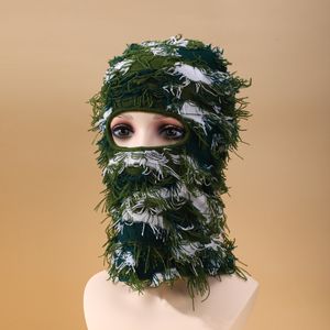 Toucas de ciclismo máscaras balaclava envelhecida malha máscara de esqui rosto inteiro inverno à prova de vento pescoço mais quente para homens mulheres tamanho único 230621