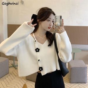 Maglioni da donna Pullover con fiori 3D Donna Ritagliata Irregolare Design dolce Sexy Girlish Chic Ulzzang Moda Casual Basic Mujer Tutto-fiammifero