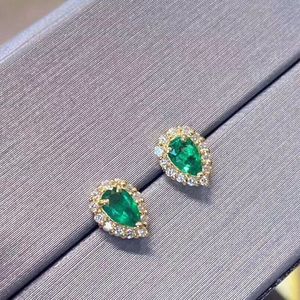 Earring Stud European and American style women fashion jewelry 18K gold plated water drop shape Emerald simulation tourmaline party jewelry birthday gift