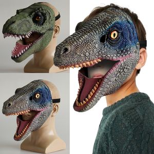 Party Masks Child Horror Dinosaur Headgear Maks Cosplay Kids Scary Dragon Moveable Open Mouth Latex Mask Halloween Party Costume Props 230625