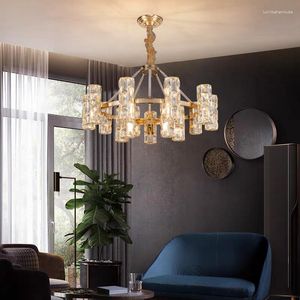 Lustres lustre de cristal de luxo para sala de estar lâmpada personalidade criativa quarto simples três cores 6 8 casa de luz decoração de casa