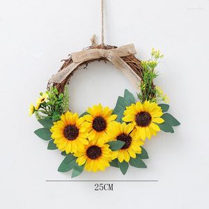 Kwiaty dekoracyjne Summer Sunflower wieniec dekoracja domowa 1pc świąteczny crack