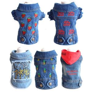 Vestuário para cães moda padrão jeans jaqueta jeans roupas para animais de estimação para cães pequenos Dachshund Bichon gato cowboy colete primavera roupas para animais de estimação XS-XXL 230625