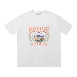 Hot Mens Camisetas Ss Rhude Camisa de Alta Qualidade Primavera Outono Carta Impressão Manga Curta Us Tamanho M Xxl Unissex 1-1