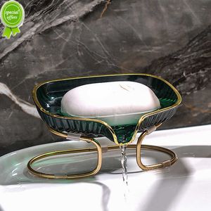 New Light Luxury Soap Holder for Bathroom Leaf Shape Self Draining Soap Dish with Metal Bracket Bathroom Accessories