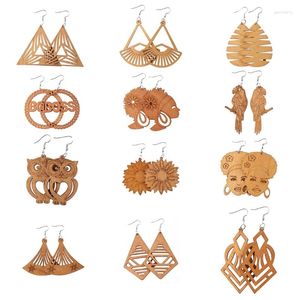 Brincos pendentes 12 pares boêmio pingente de madeira pingente africano estilo étnico gancho feminino joias amuletos