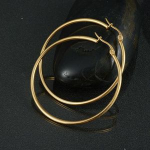 Gold Sier Stainless Steel Hoop Earrings for Women Hip Hop Dangle Large Circle Earring Big Female Ear Jewelry Diameter 1cm 3cm 5cm 6cm Wholesale Price 2024 Gift