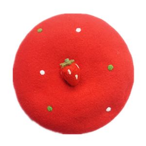 Boina Morango Vermelho Artista Vintage Pintor Chapéu Bonito Gorro Feminino De Lã Quente Presente Moda Alta Qualidade Atacado