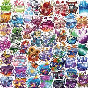 50Pcs Creative Ins Bottiglie magiche colorate Adesivi per tazze Tazza di caffè Adesivi per graffiti del mondo per bagagli fai-da-te Laptop Skateboard Adesivi per biciclette da moto