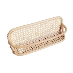 Hooks Country Design Rattan Rack och Home Woven Wall Hanging Storage Basket Decoration Racks