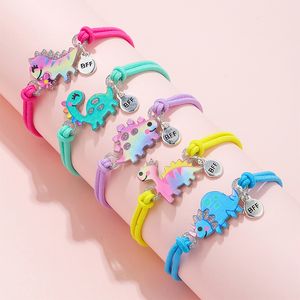 5 pçs/conjunto lindo desenho animado dinossauro acrílico cordão elástico pulseira para meninas uso festa presente de aniversário