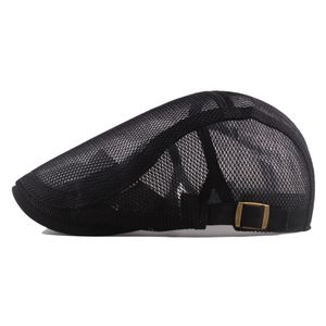 New Spring Summer Men's Beret Tinta unita Hollow Mesh Cap Traspirante regolabile Ladies Sun Hat Dad Forward Caps