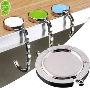 New Portable Folding Bag Hanger Handbag Unique Hook Holder Table Hook Crystal Alloy Purse Bag Holder Circle Shape Bag Accessories