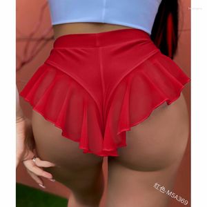 Shorts Feminino Sexy Cintura Alta Treino Fitness Yoga Mesh Patchwork Pole Dancing Roupa de Clube Roupa de Banho Roupa de Praia