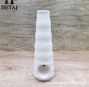 Smoking Pipes Personalized Bamboo Joint White Porcelain Dry Pipe New Bamboo Leaf Printed Ceramic Dry Pipe