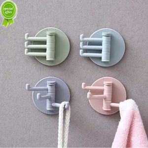 New Three Branch Rotatable Seamless Adhesive Hook Strong Bearing Stick Hook Kitchen Wall Hanger Bathroom Kitchen Supplies Hooks