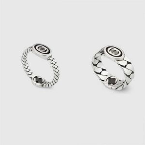 2023 Personalisierter Gujia 925 Sterling Silber Double Black Drop Emaille Ring G Family Herren- und Damen-Ins-Stil