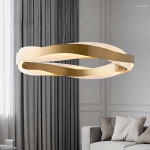 Lampy wiszące Postmodernistyczne luksusowe żyrandol salon prosty projektant sypialni Pierścień Nordic Minimalistyczna lampka jadalnia