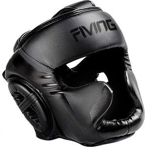 Protective Gear FIVING Full-Covered Boxing Helmet Muay Thai PU Leather Training Sparring Boxing Headgear Gym Equipment Taekwondo Head Guard 230621