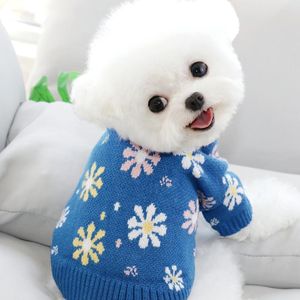 Sweaters Pet Clothes Autumn Winter Medium Small Dog Knitted Sweater Cute Flowers Kitten Puppy Fashion Pullover Chihuahua Dachshund Poodle