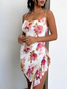 Sukienki swobodne modne damskie kwiatowy mini sukienka bez rękawów spaghetti pasek krak