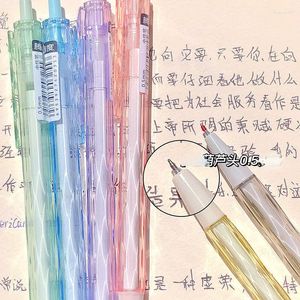 3st. Infällbar press Writing Pen Kawaii Transparent färgkristall Ink Office School Stationery 0.5mm Testing Penns Gift