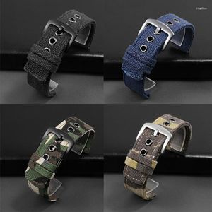 Watch Bands PEIYI Canvas Nylon Watchband 18mm 20mm 22mm 24mm Black Blue Strap Pin Buckle For Men's Sport Accessories Deli22