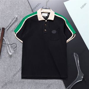 Designer Mens Plus Tees luxury T shirt summer Pocket embroidery letter print t-shirts Casual cotton sleeve stripe printed lapel blue apricot Tshirts XXXL 3XL