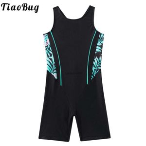 Kids Girls One One Swimsutwork Round Dound Neckless Hollow Beamsuit Simple Style Bodysuit Pool Pool Wear L230625