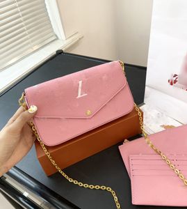 LOUS V Mode-Designer-Tasche, Umhängetasche, Umhängetaschen, Damen-Geldbörsen und Handtaschen, 3-teiliges Set, kommt mit kleiner Kartentasche und Münzgeldbörse. Vollflächig aufgedrucktes Logo