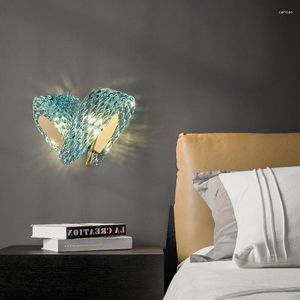 Lampada da parete di lusso moderna testiera camera da letto sfondo luce soggiorno vetro decorativo lampade creative