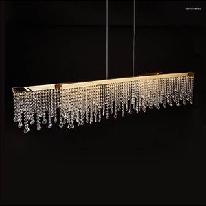 Ljuskronor nordisk designer minimalistisk modern el villa ljus lyx matbord kristalllampa high-end tassel lång restaurang ljuskrona